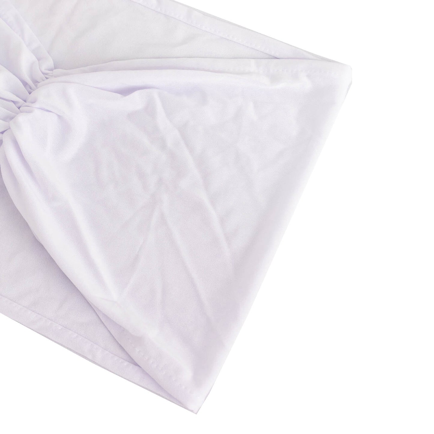 5 Pack White Wide Ruffled Fitted Spandex Chair Sash Band - 8"x13"