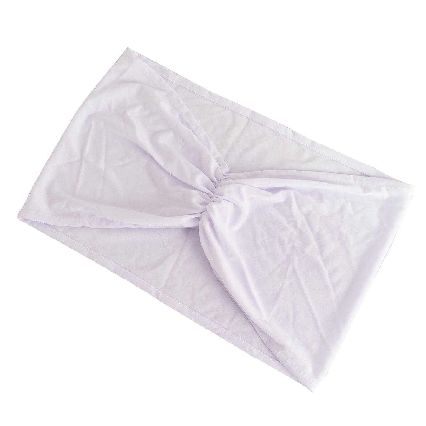5 Pack White Wide Ruffled Fitted Spandex Chair Sash Band - 8"x13"