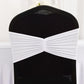 5 Pack White Wide Ruffled Fitted Spandex Chair Sash Band - 8"x13"