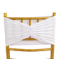 5 Pack White Wide Ruffled Fitted Spandex Chair Sash Band - 8"x13"