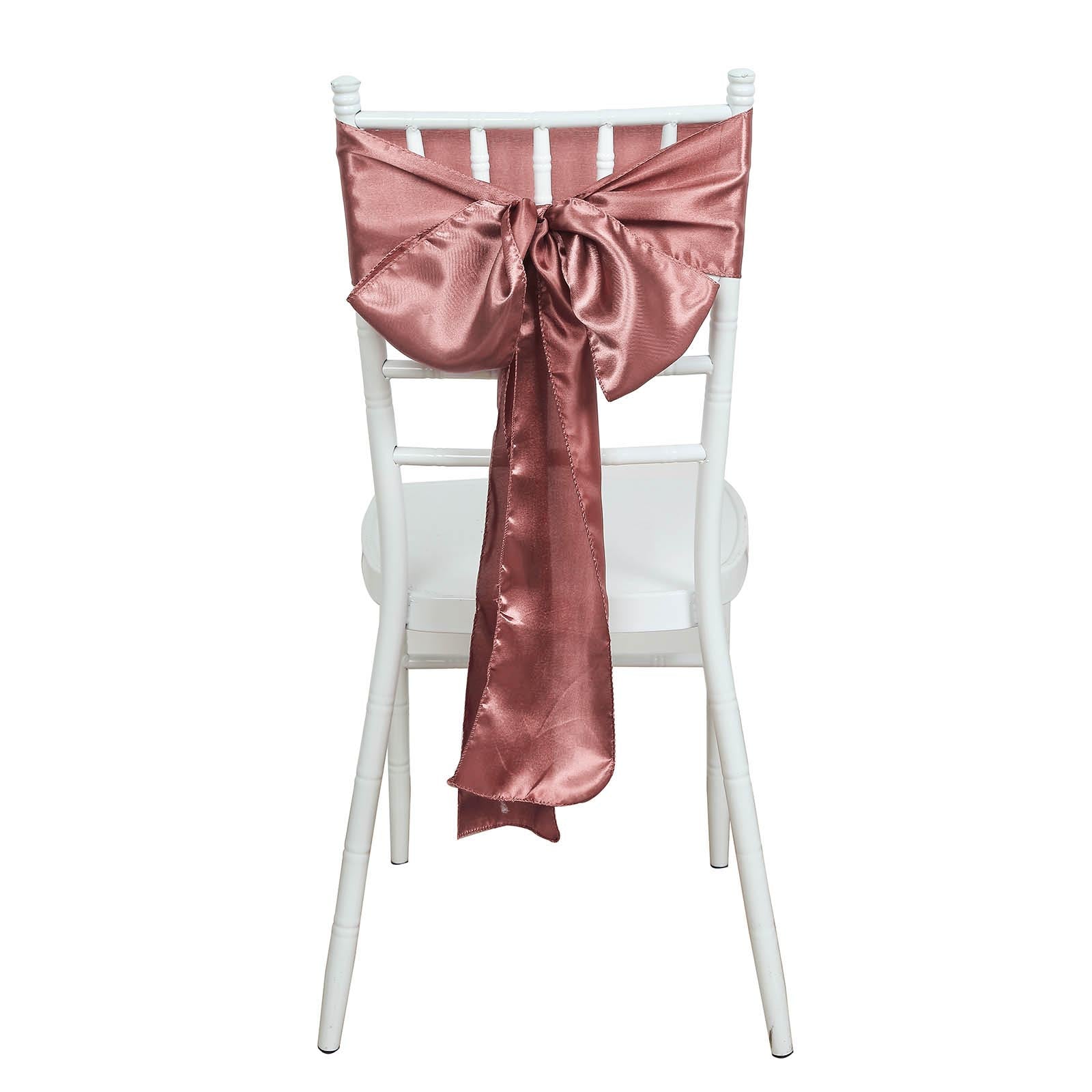 5 Pack | Cinnamon Rose Satin Chair Sashes - 6inch x 106inch