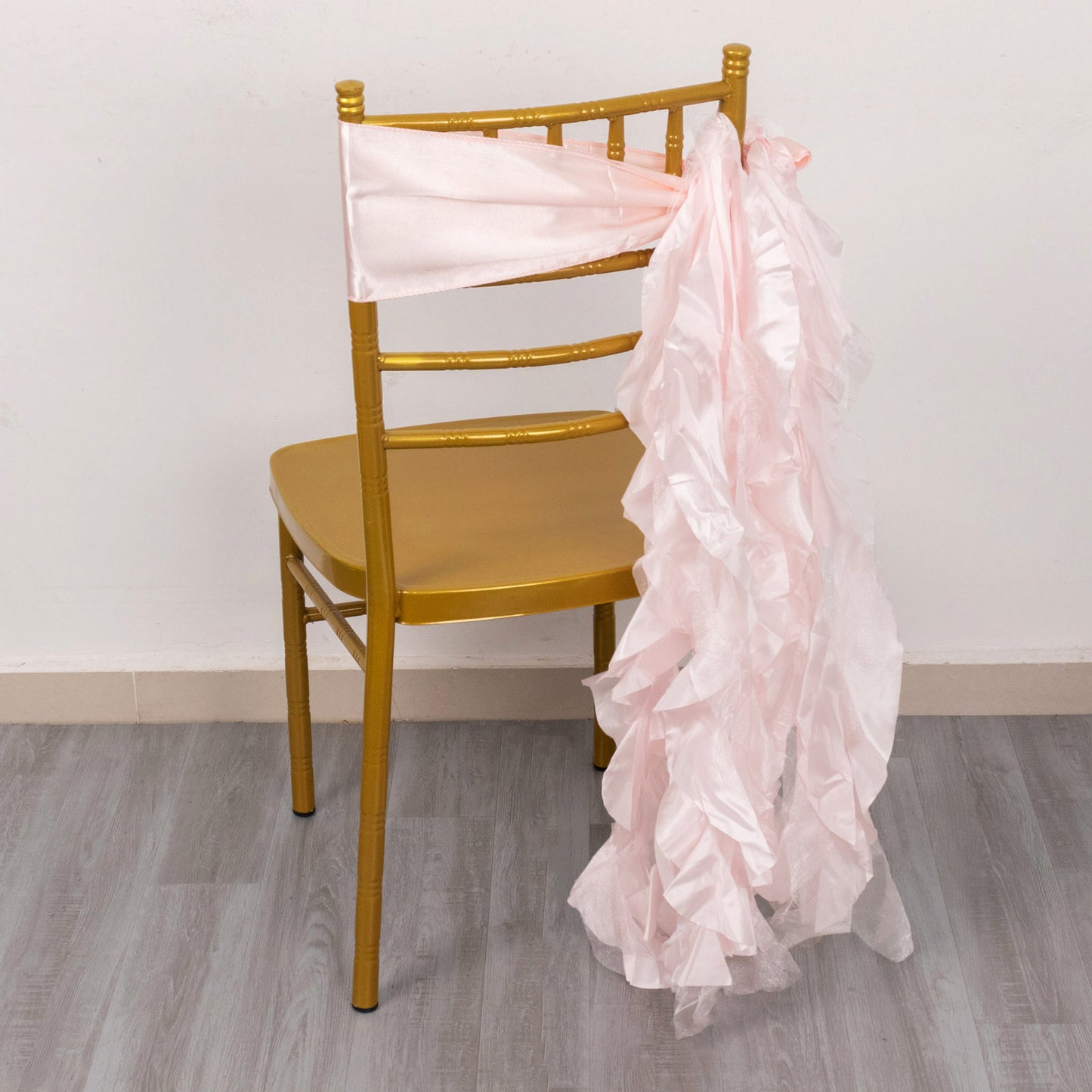 5 Pack Blush Curly Willow Chiffon Satin Chair Sashes