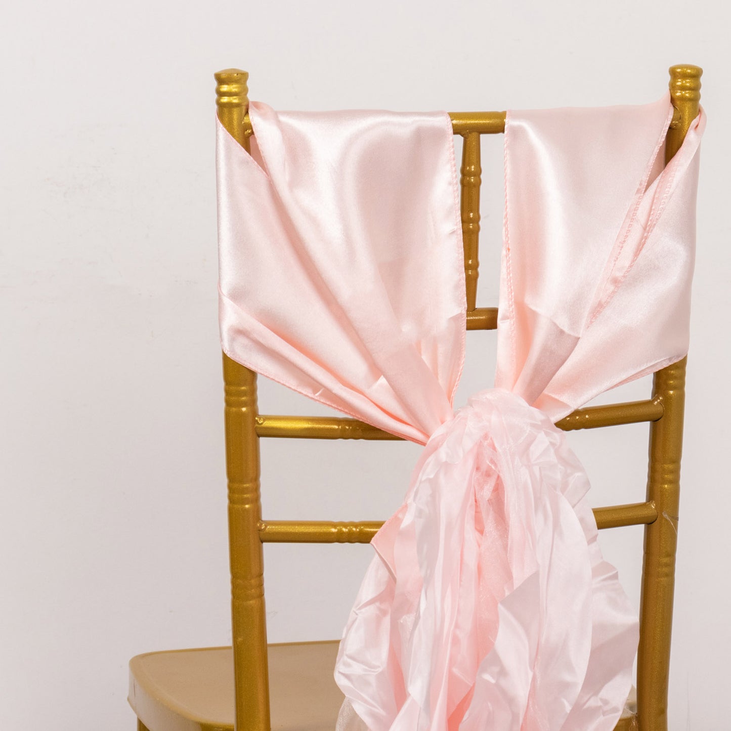 5 Pack Blush Curly Willow Chiffon Satin Chair Sashes