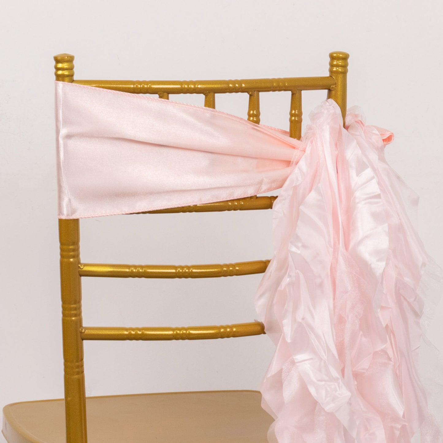 5 Pack Blush Curly Willow Chiffon Satin Chair Sashes