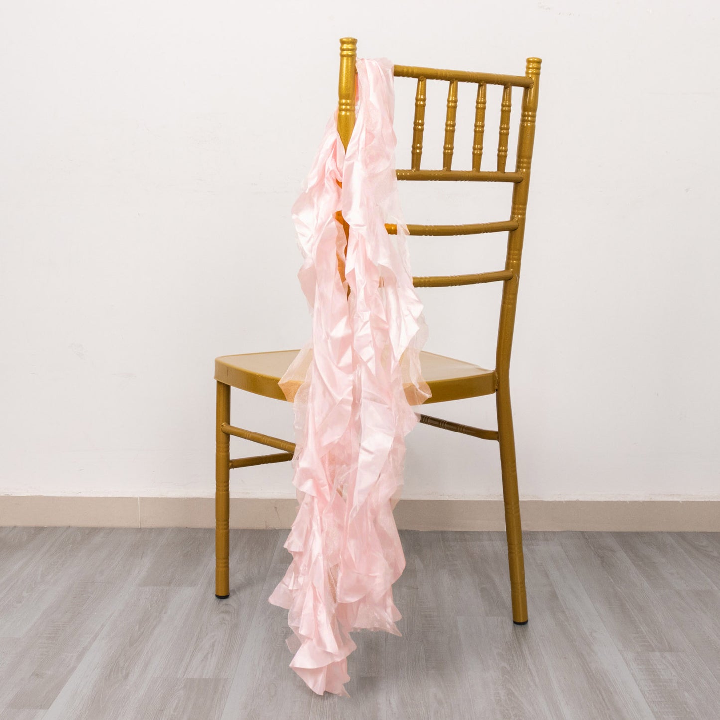 5 Pack Blush Curly Willow Chiffon Satin Chair Sashes