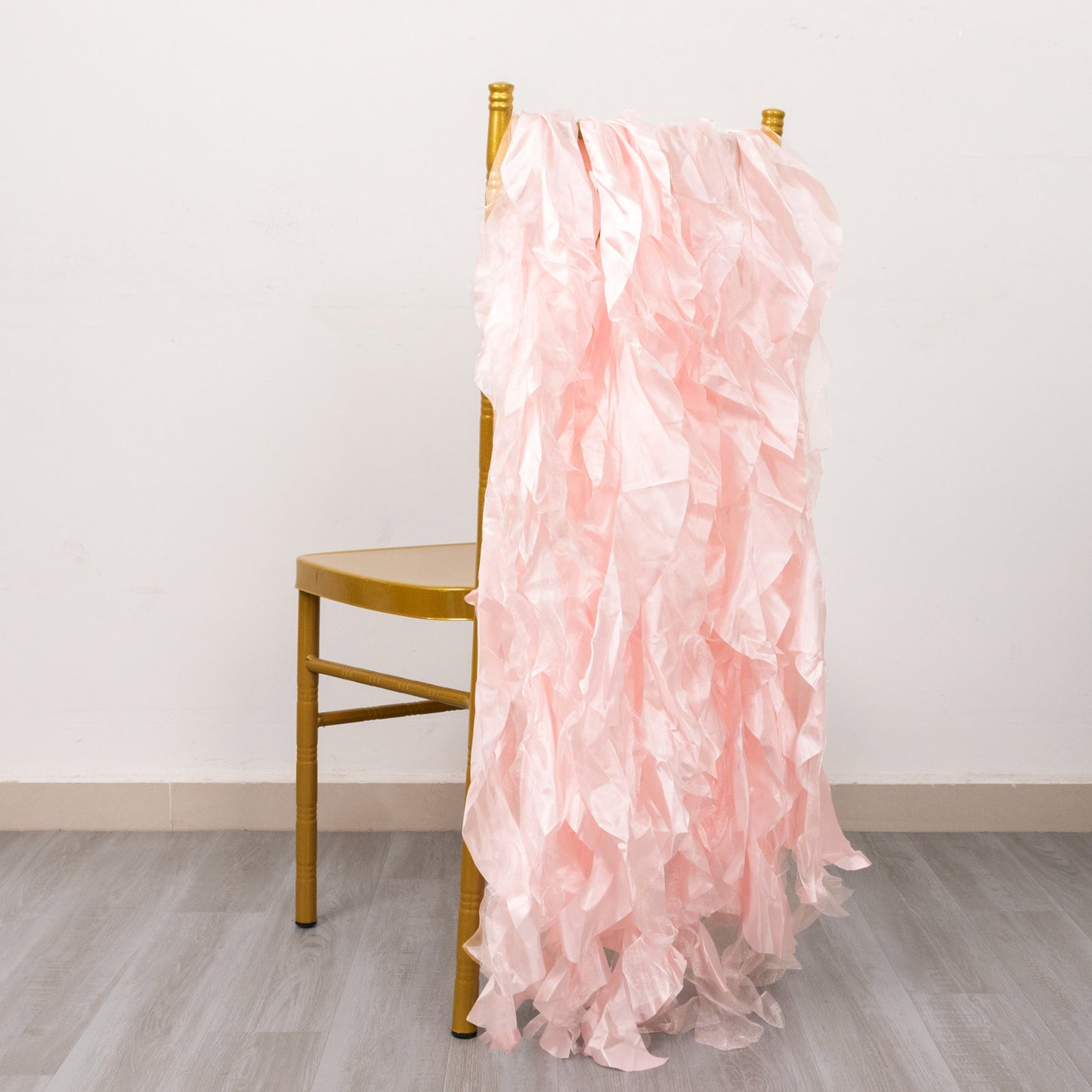 5 Pack Blush Curly Willow Chiffon Satin Chair Sashes