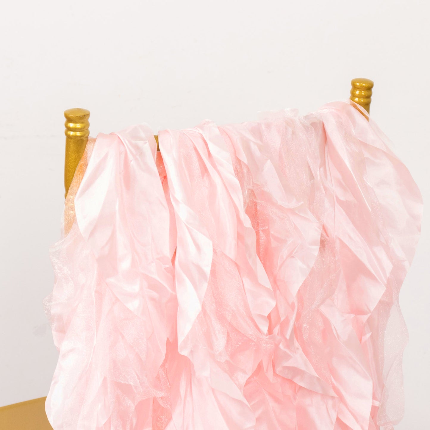 5 Pack Blush Curly Willow Chiffon Satin Chair Sashes