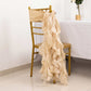 Beige curly willow chiffon satin chair sashes on a gold chair.