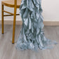 Dusty blue chiffon satin chair sashes draped elegantly.
