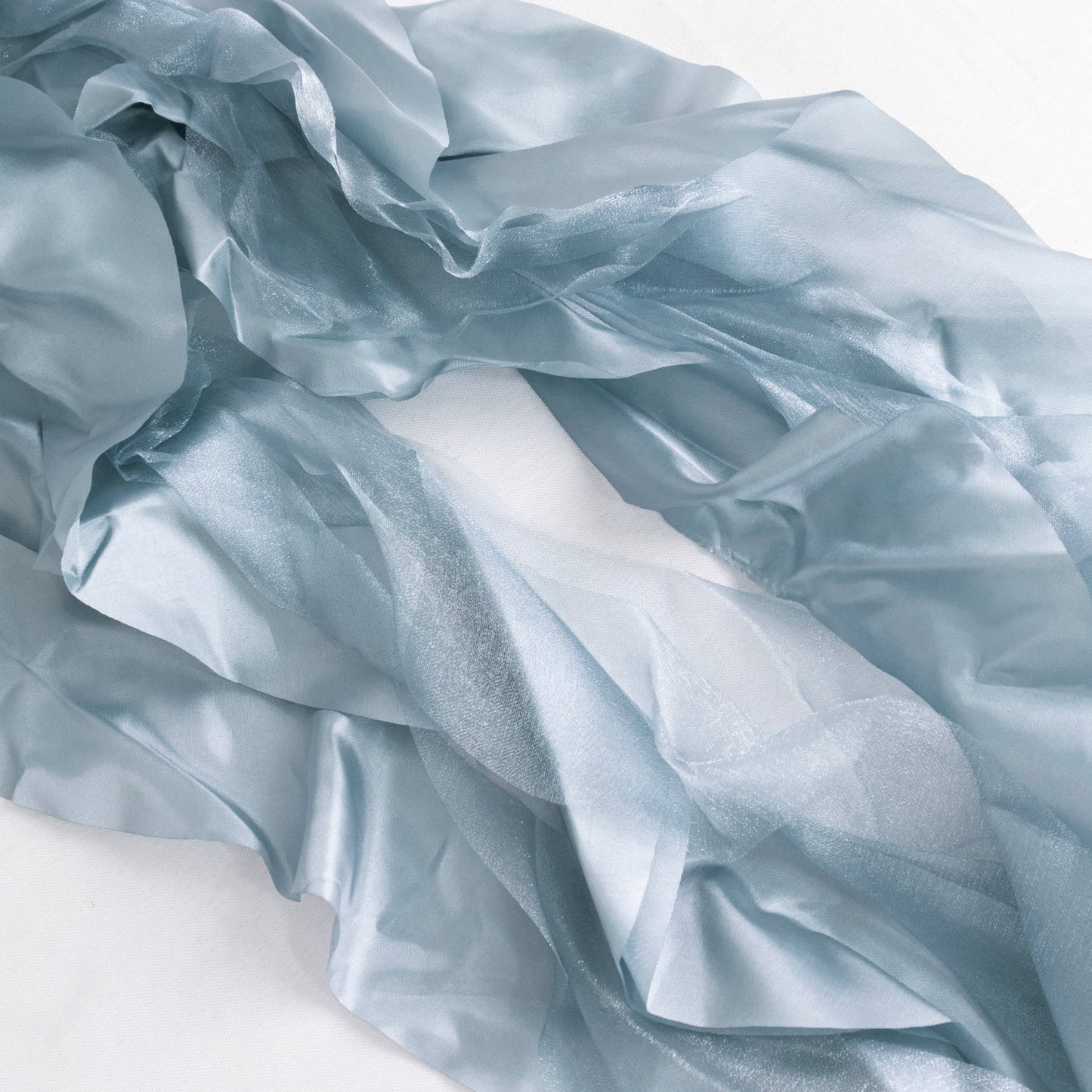 Dusty blue chiffon satin chair sashes, 5 pack.