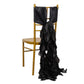 Black curly willow chiffon satin chair sash on a gold chair. #whtbkgd