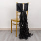 Black curly willow chiffon satin chair sashes on a gold chair.