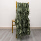 Dusty sage green curly willow chiffon satin chair sashes on a chair.