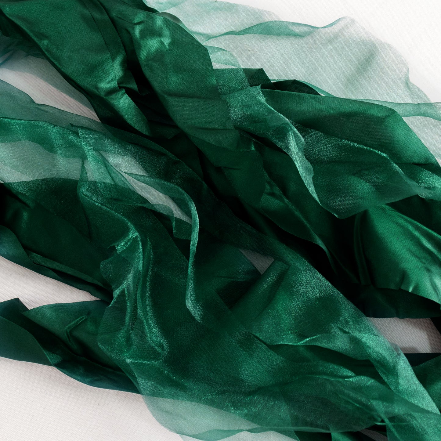 Hunter emerald green chiffon satin chair sashes.