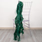 Hunter emerald green chiffon satin chair sash on a clear chiavari chair.