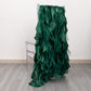 Emerald green curly chiffon satin chair sashes, perfect for elegant events.