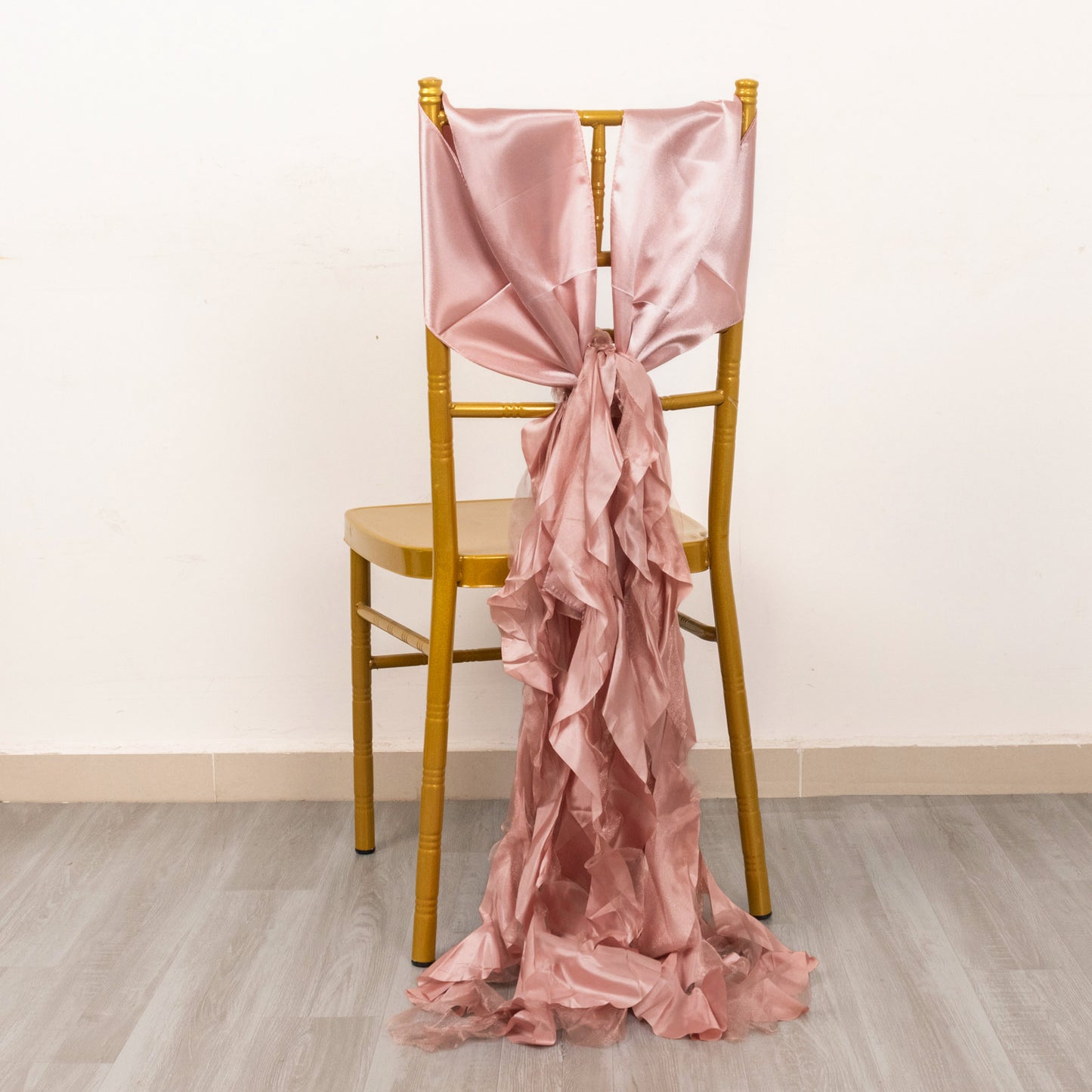 5 Pack Mauve Curly Willow Chiffon Satin Chair Sashes