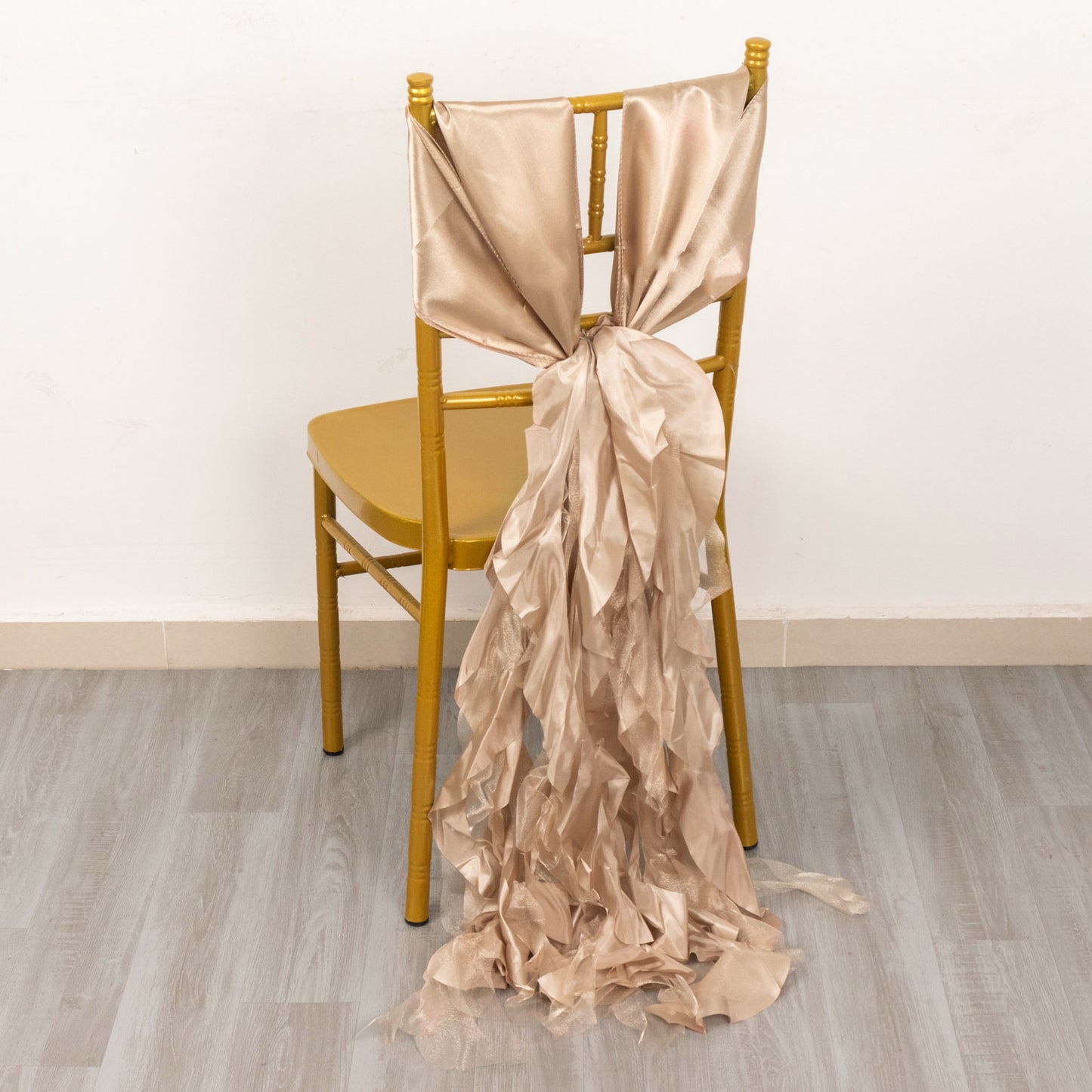 5 Pack Nude Curly Willow Chiffon Satin Chair Sashes
