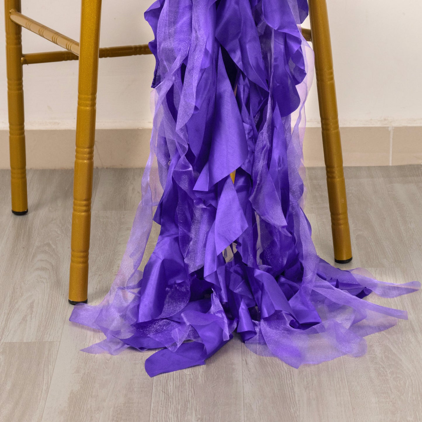 5 Pack Purple Curly Willow Chiffon Satin Chair Sashes