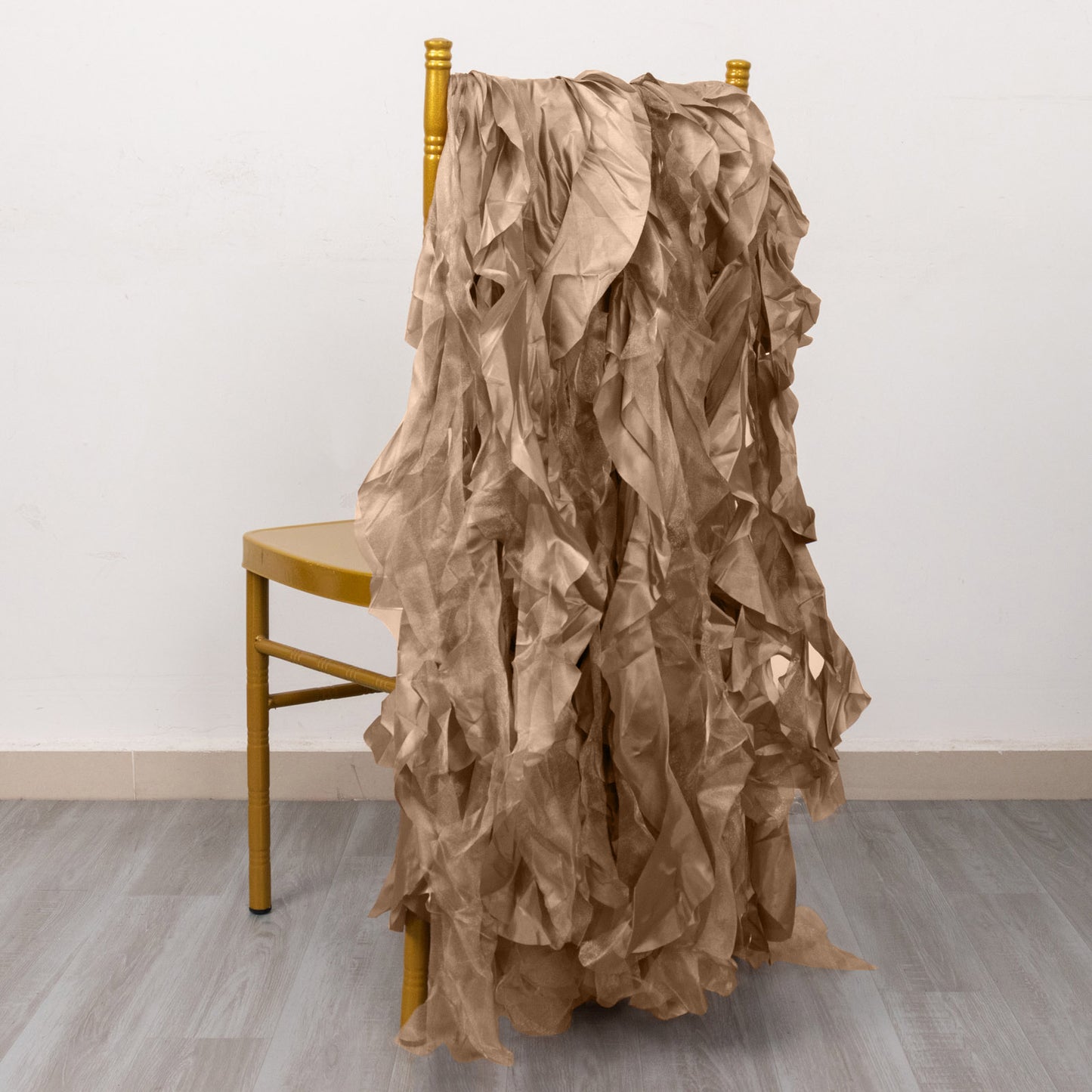 5 Pack Taupe Curly Willow Chiffon Satin Chair Sashes