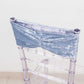 5 Pack Premium Crushed Velvet Chair Sashes Dusty Blue Ruffle Style - Textured Chair Bands for Stunning Event Decor