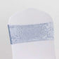 5 Pack Premium Crushed Velvet Chair Sashes Dusty Blue Ruffle Style - Textured Chair Bands for Stunning Event Decor