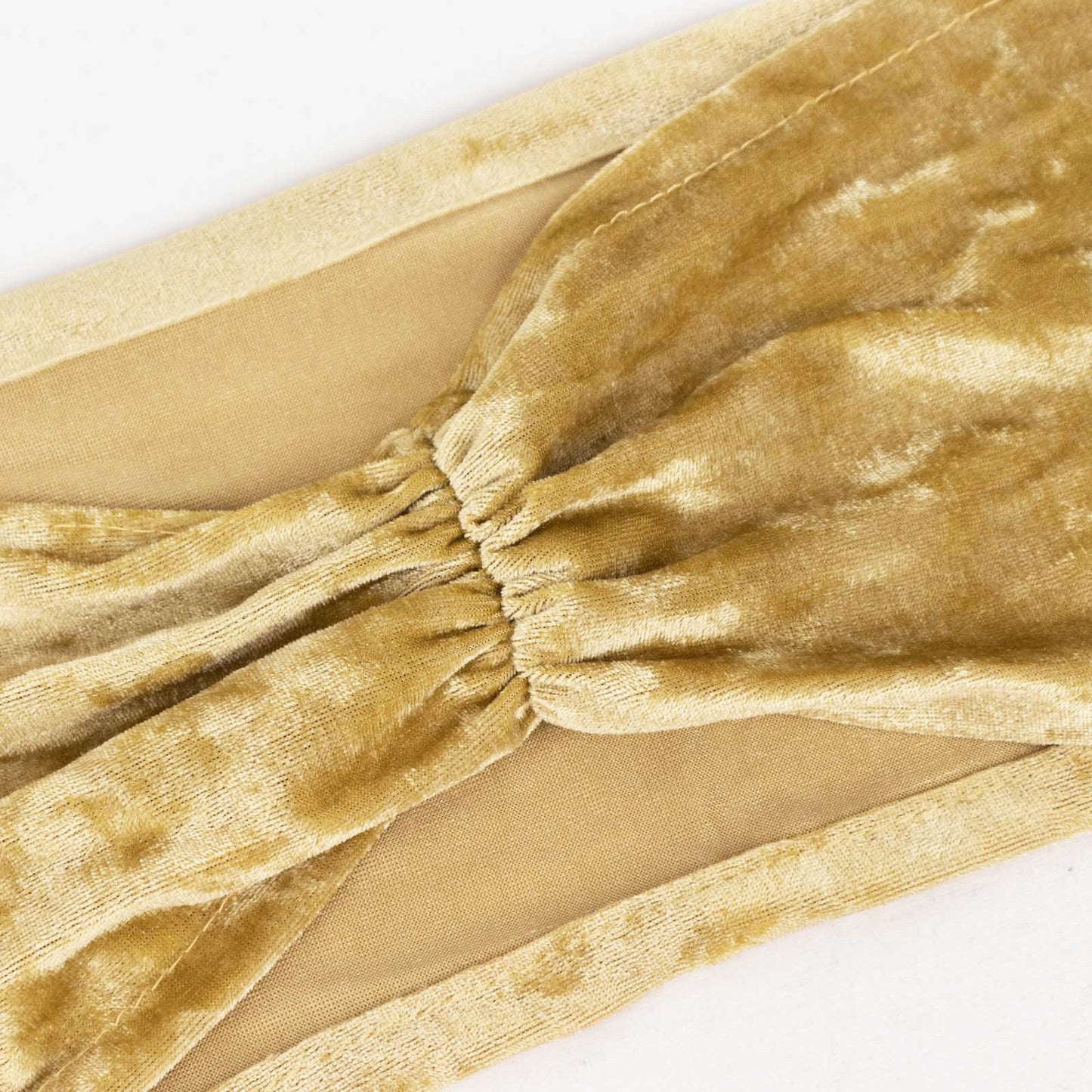 5 Pack Champagne Premium Crushed Velvet Ruffle Chair Sash Bands, Decorative Wedding Chair Sashes