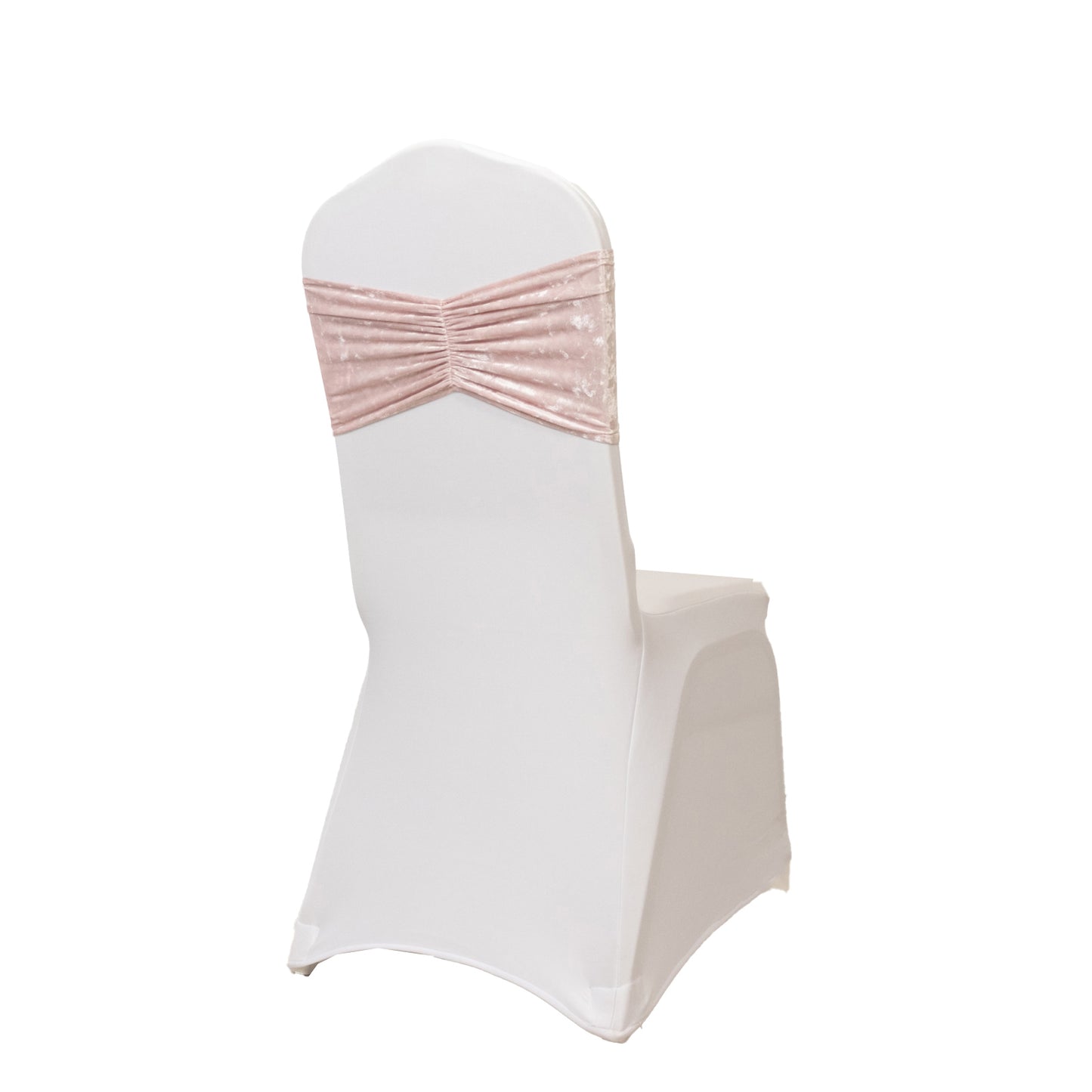 5 Pack Crushed Velvet Chair Bands Blush Wide Ruffle Style - Textured Chair Sashes for Stunning Event Decor - 8"x15"