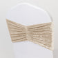 5 Pack Crushed Velvet Chair Bands Beige Wide Ruffle Style - Textured Chair Sashes for Stunning Event Decor - 8"x15"