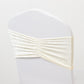 5 Pack Crushed Velvet Chair Bands Ivory Wide Ruffle Style - Textured Chair Sashes for Stunning Event Decor - 8"x15"