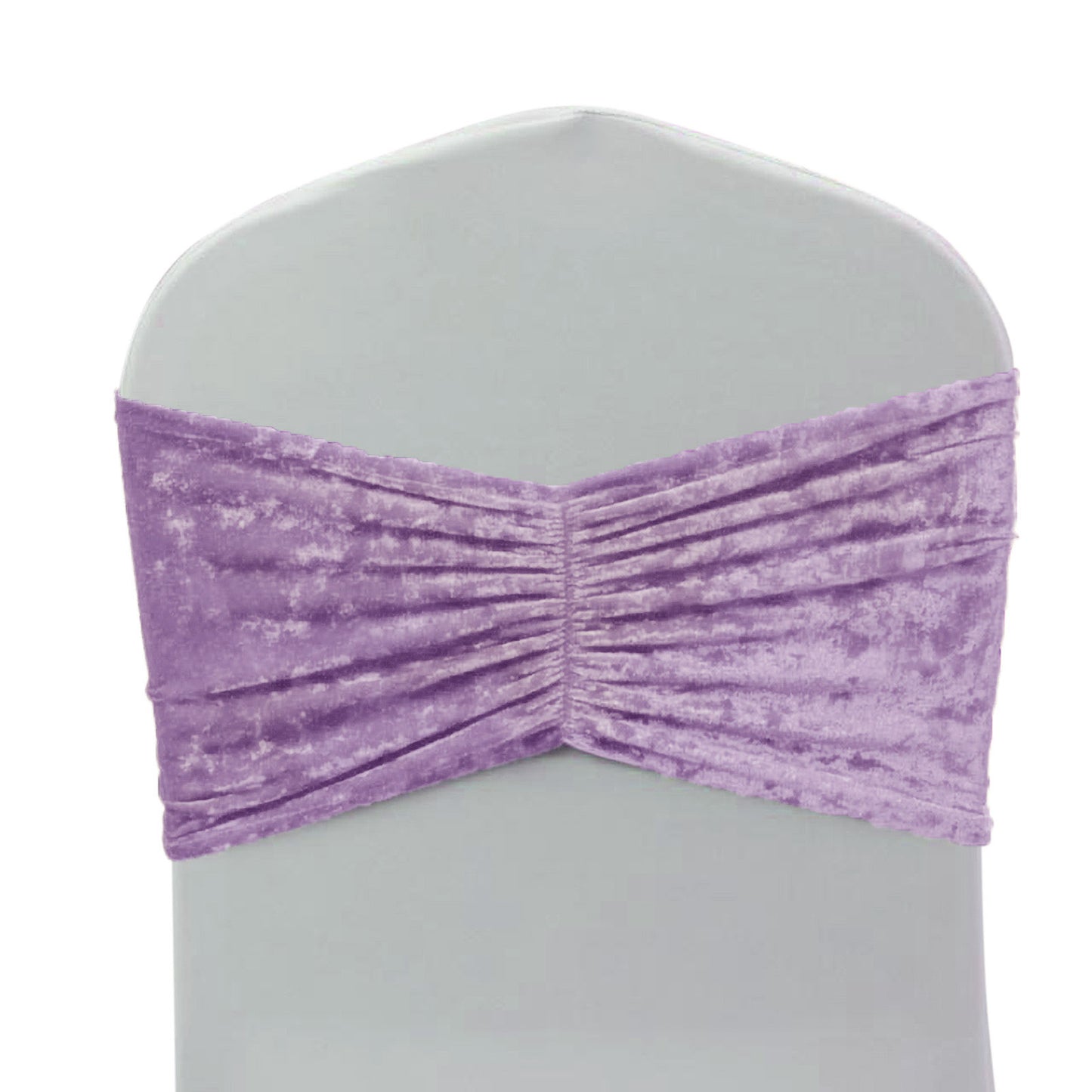 5 Pack Crushed Velvet Chair Bands Lavender Lilac Wide Ruffle Style - Textured Chair Sashes for Stunn