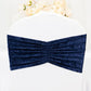 5 Pack Crushed Velvet Chair Bands Navy Blue Wide Ruffle Style - Textured Chair Sashes for Stunning Event Decor - 8"x15"