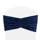 5 Pack Crushed Velvet Chair Bands Navy Blue Wide Ruffle Style - Textured Chair Sashes for Stunning Event Decor - 8"x15"