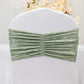 5 Pack Crushed Velvet Chair Bands Sage Green Wide Ruffle Style - Textured Chair Sashes for Stunning Event Decor - 8"x15"