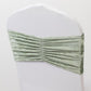5 Pack Crushed Velvet Chair Bands Sage Green Wide Ruffle Style - Textured Chair Sashes for Stunning Event Decor - 8"x15"