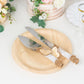 Natural Rustic Burlap Lace Wedding Cake Knife Server Souvenir Set, Stainless Steel Gift Server Set Pre-Packed with White Gift Box and Heart Tags