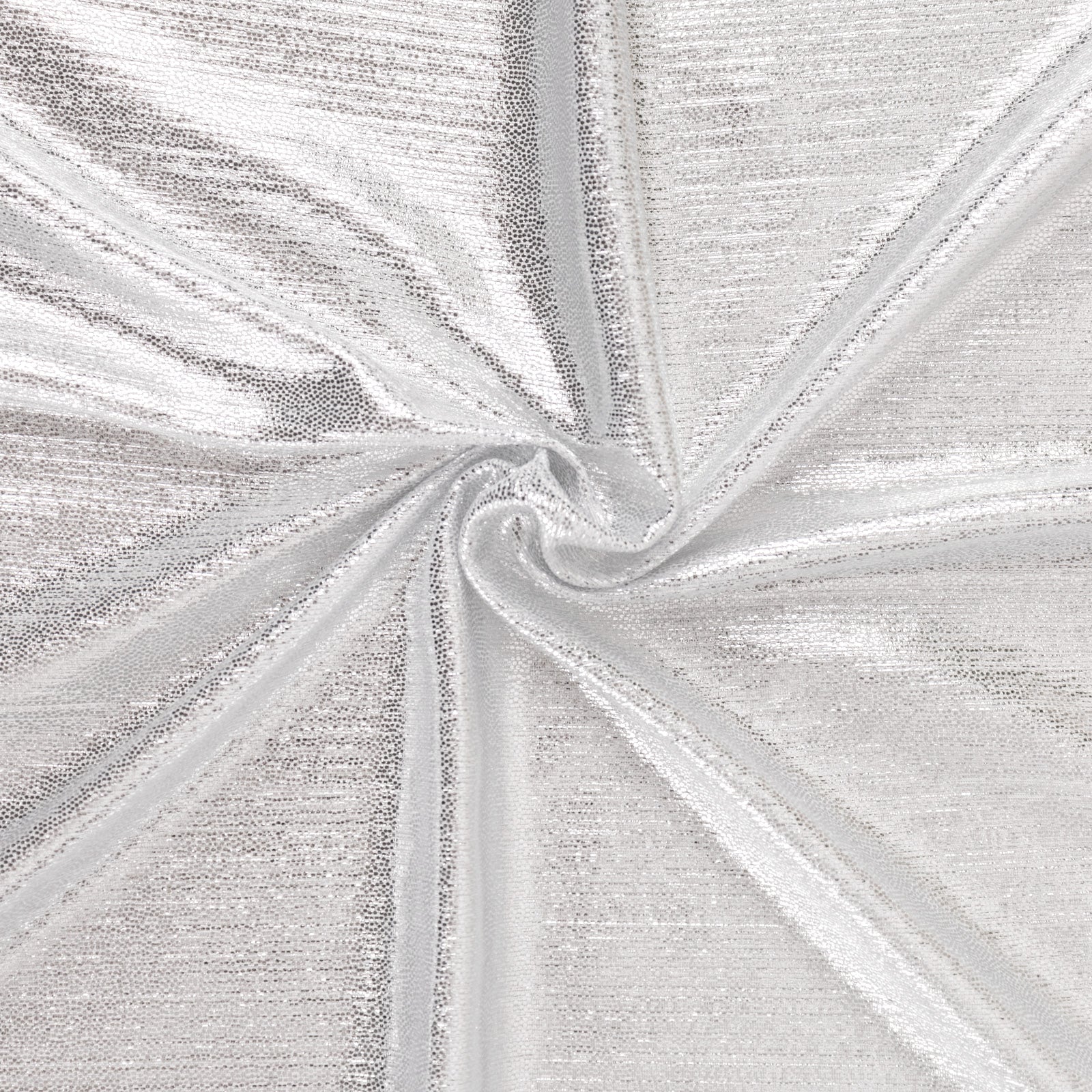 Silver shimmer sequin dots table overlay, 72"x72", wrinkle-free sparkle topper.
