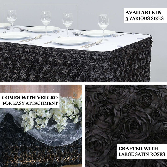 17ft Black Rosette Table Skirt