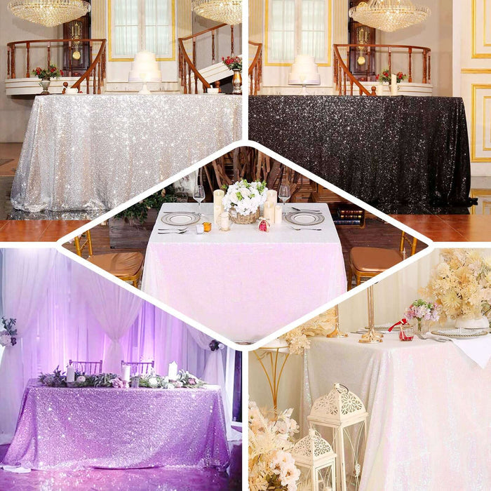 17ft White Iridescent Glitzy Sequin Table Skirts