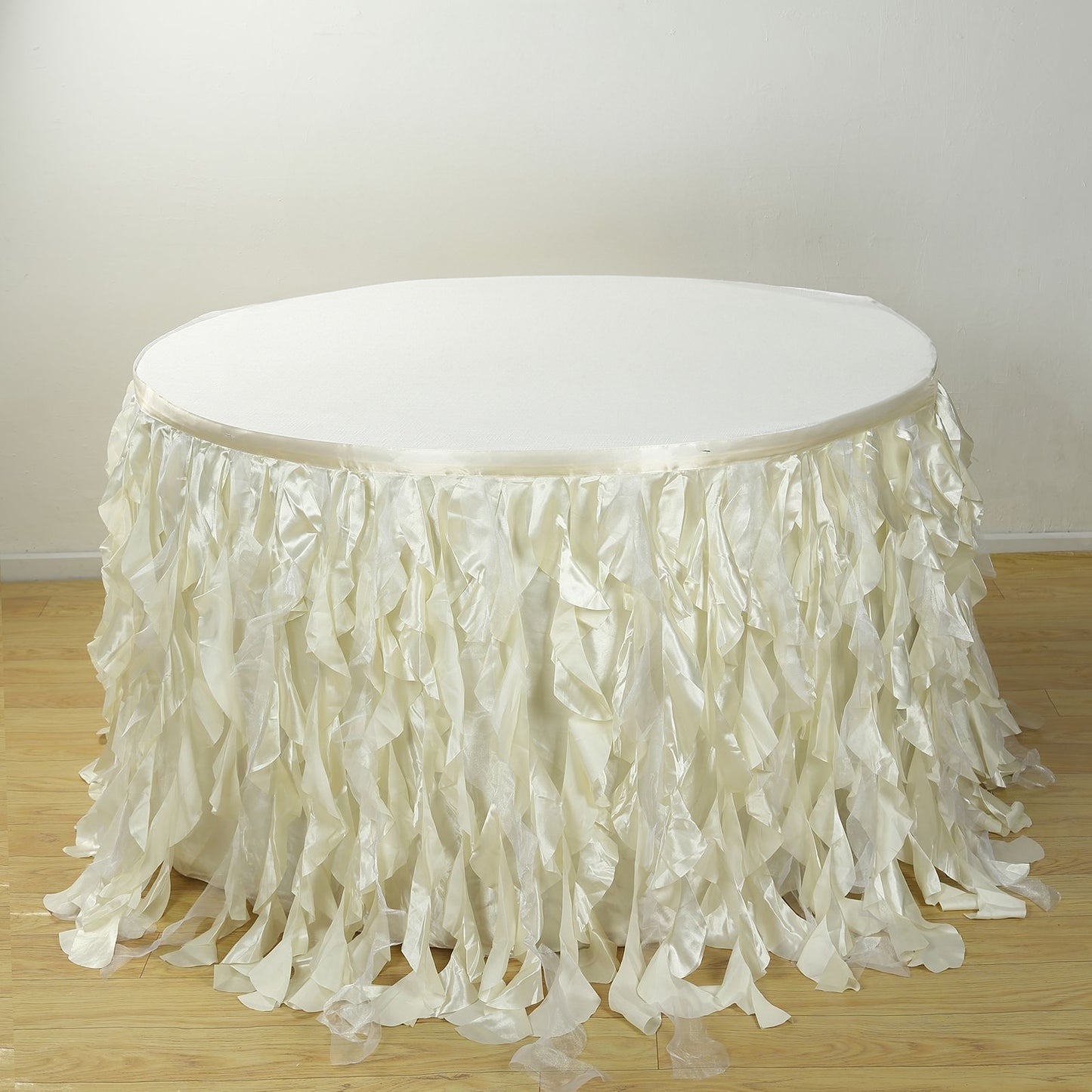 Curly Willow Taffeta Table Skirt 17 Feet In Ivory