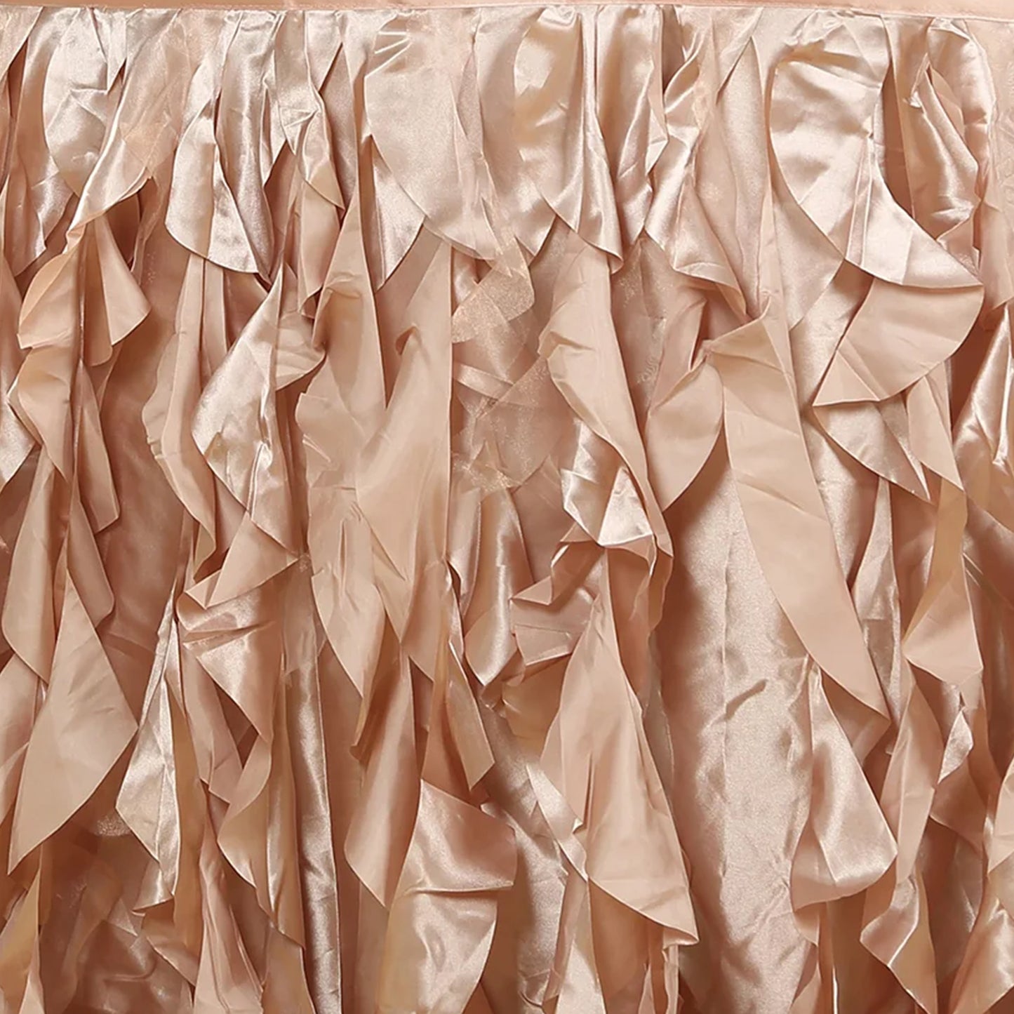 14ft Nude Curly Willow Taffeta Table Skirt
