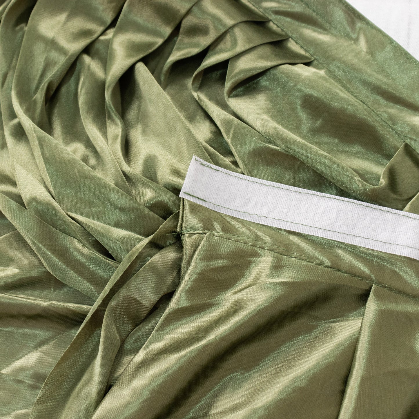 14ft Dusty Sage Green Pleated Satin Double Drape Table Skirt