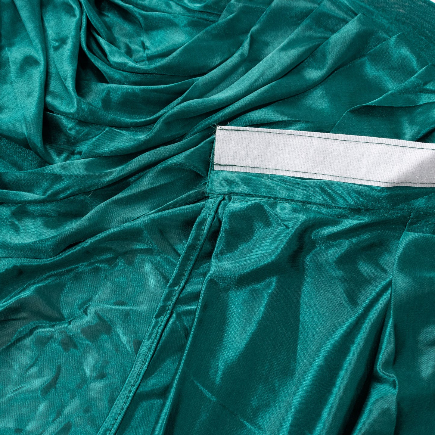 14ft Peacock Teal Pleated Satin Double Drape Table Skirt