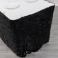 Black sequin table skirt, 21ft dual layered satin design.