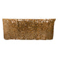 Gold sequin table skirt, 21ft dual layered satin design.