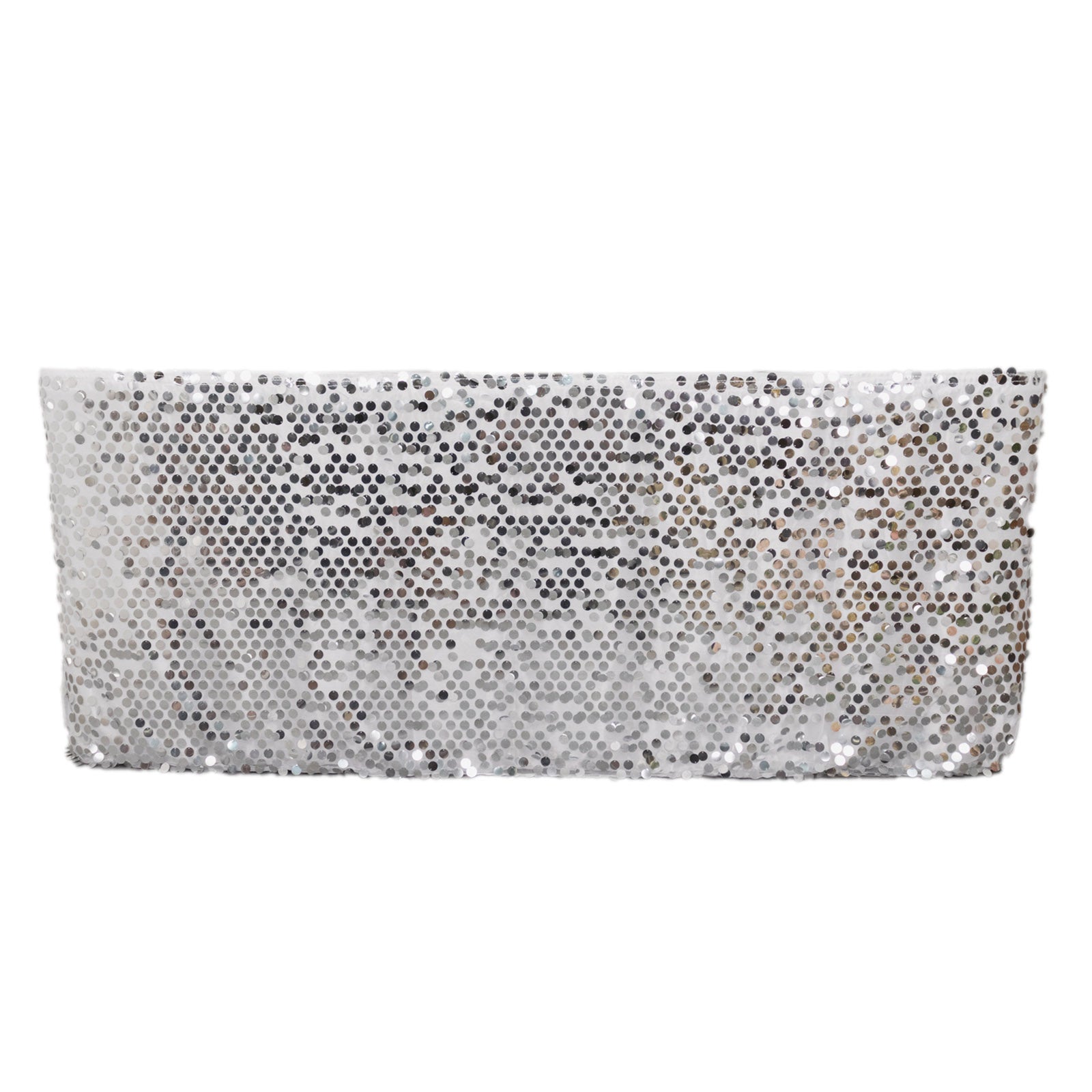 21ft silver sequin dual layered satin table skirt