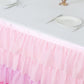 14ft Ombre Pink Chiffon Ruffled Tutu Table Skirt with Satin Backing