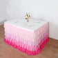 14ft Ombre Pink Ruffled Tutu Table Skirt with Satin Backing