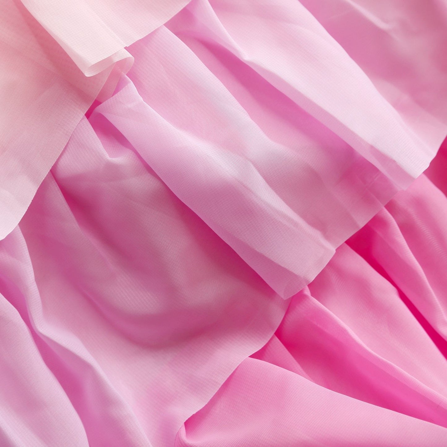 14ft Ombre Pink Chiffon Ruffled Tutu Table Skirt with Satin Backing