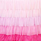 Ombre pink chiffon ruffled tutu table skirt with satin backing. #whtbkgd
